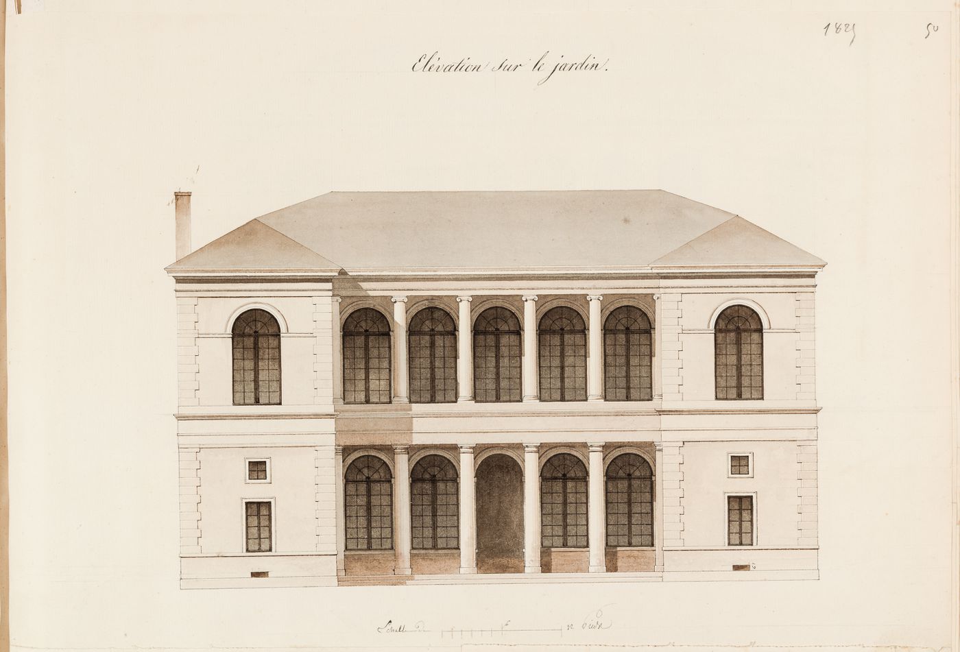 Garden elevation for a "guinguette"