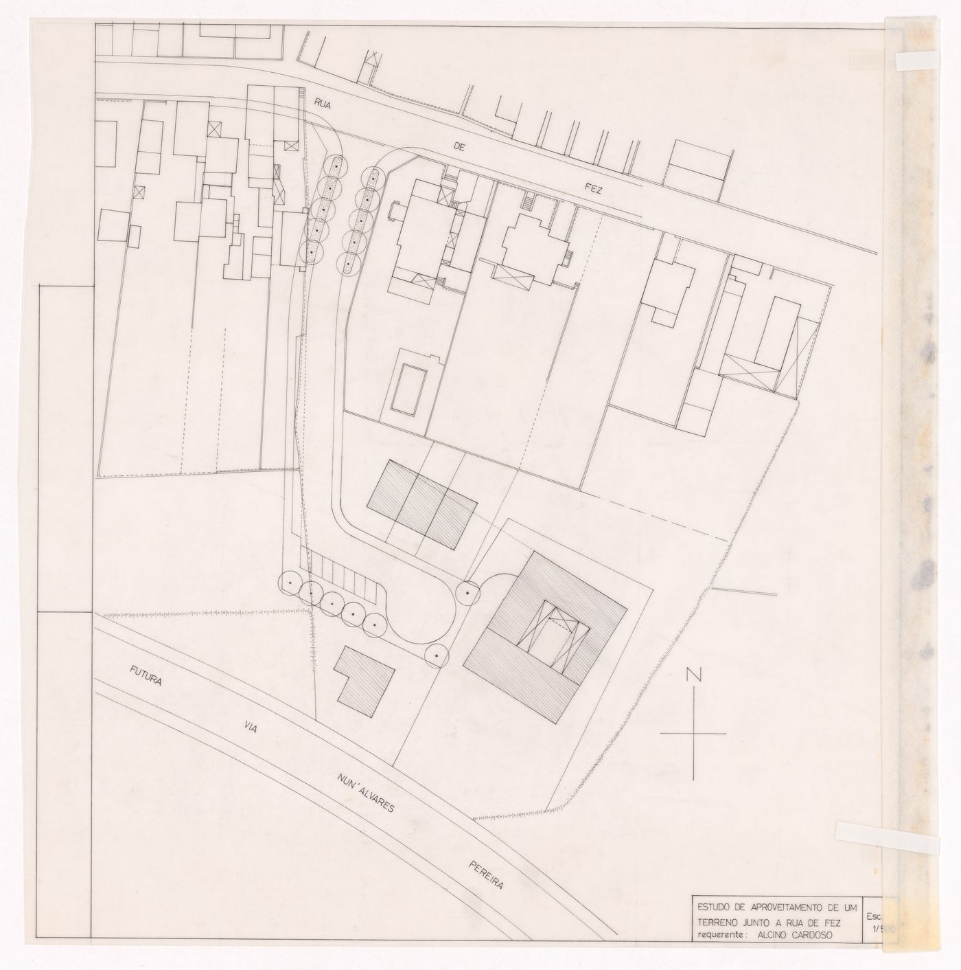 Study plan of a plot of land next to Rua de Fez for Casa Alcino Cardoso, Porto, Portugal