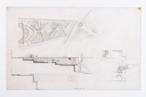 Plans, section and elevation for Marina di Petrolo, Castellammare di Stabia, Italy