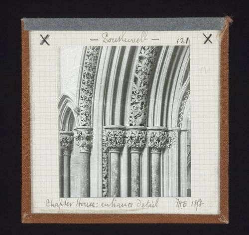 View of archivolts and jamb shafts of entrance of Chapter House, Southwell Minster, Southwell, Nottinghamshire, England