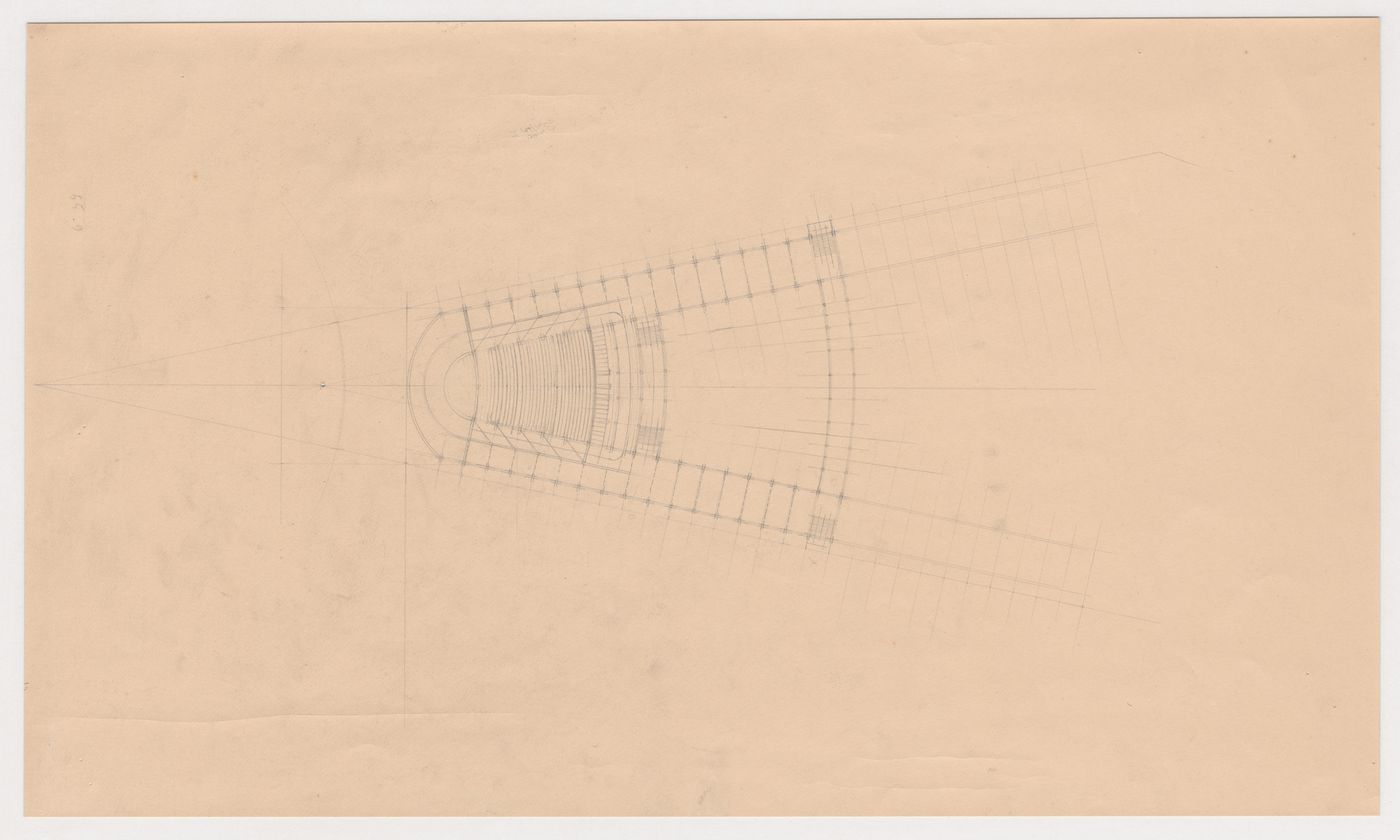 Ground floor plan for the 1926 design for People's University, Rotterdam, Netherlands