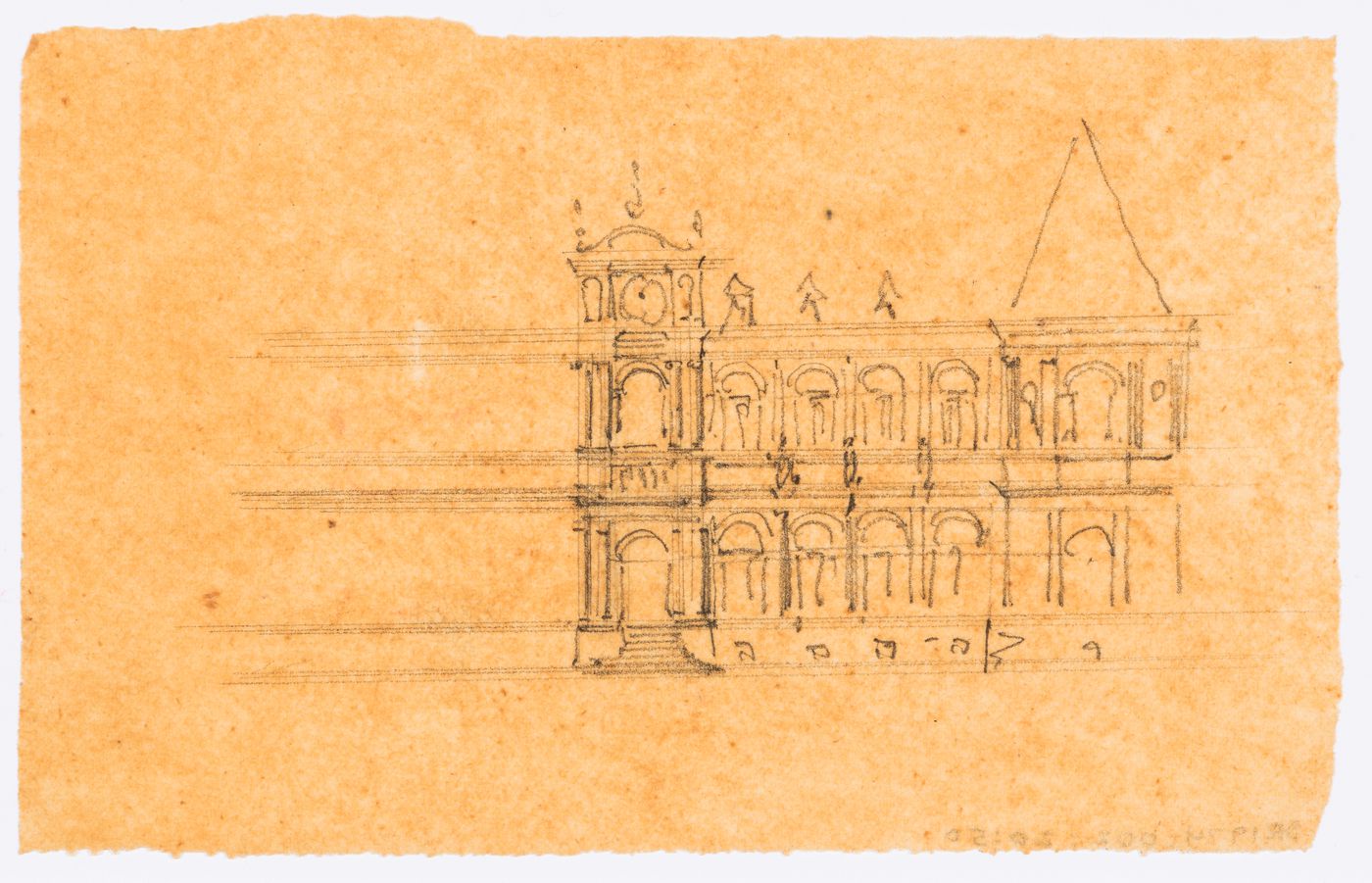 Project for a Hôtel de ville, Poitiers: Partial sketch plan for the principal façade