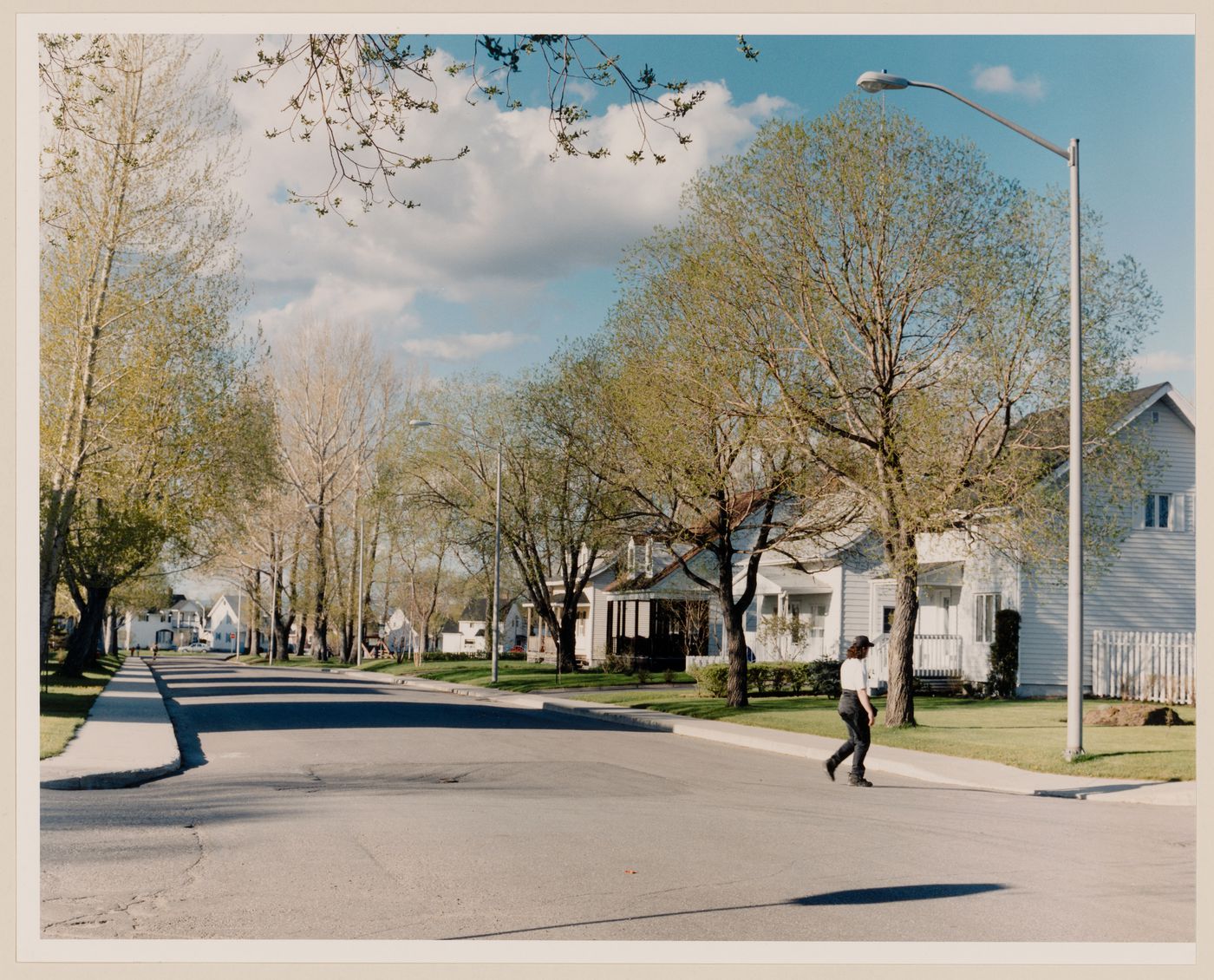 Section 1 of 2 of Panorama of workers' housing on Wohler and Davy streets looking northeast, north Arvida, Quebec