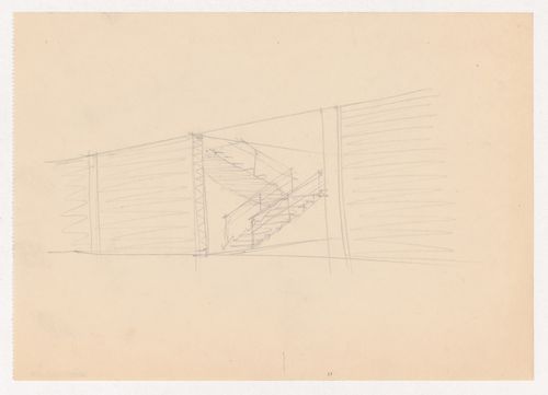 Perspective sketch for stairs for the Metallurgy Building, Illinois Institute of Technology, Chicago