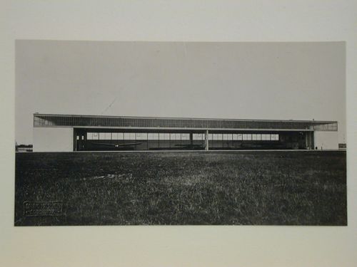 View of aviation sheds in Halle, Germany