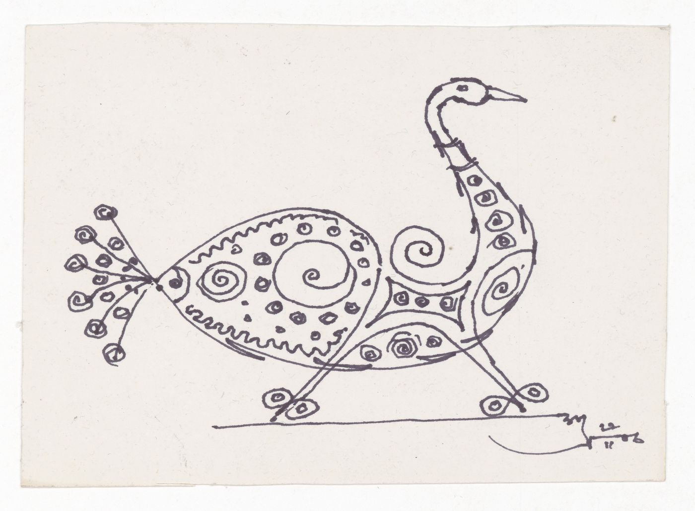 Greeting card with a peacock drawn by Aditya Prakash