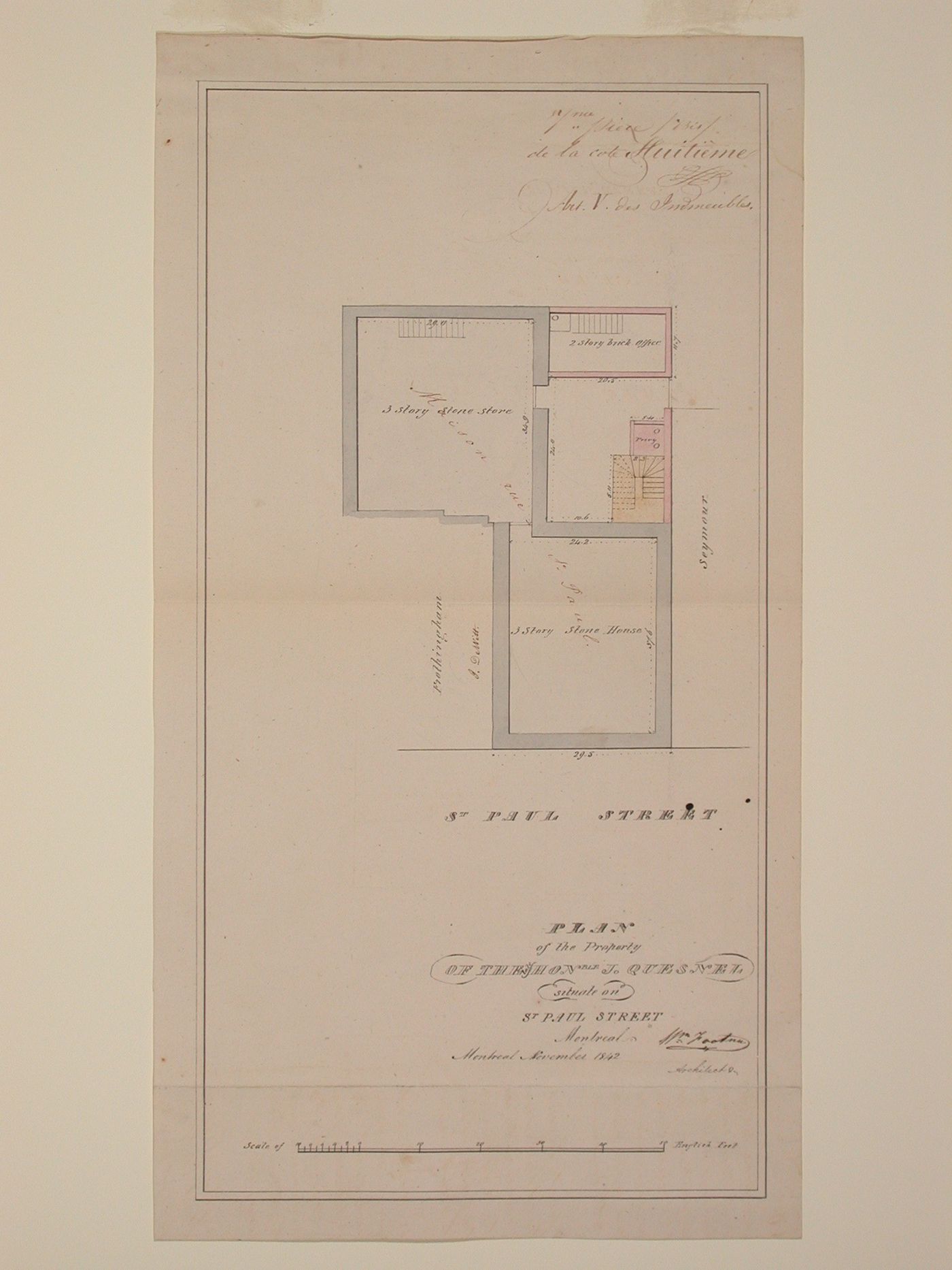 Property of J. Quesnel,Craig & Cote Sts. - plan