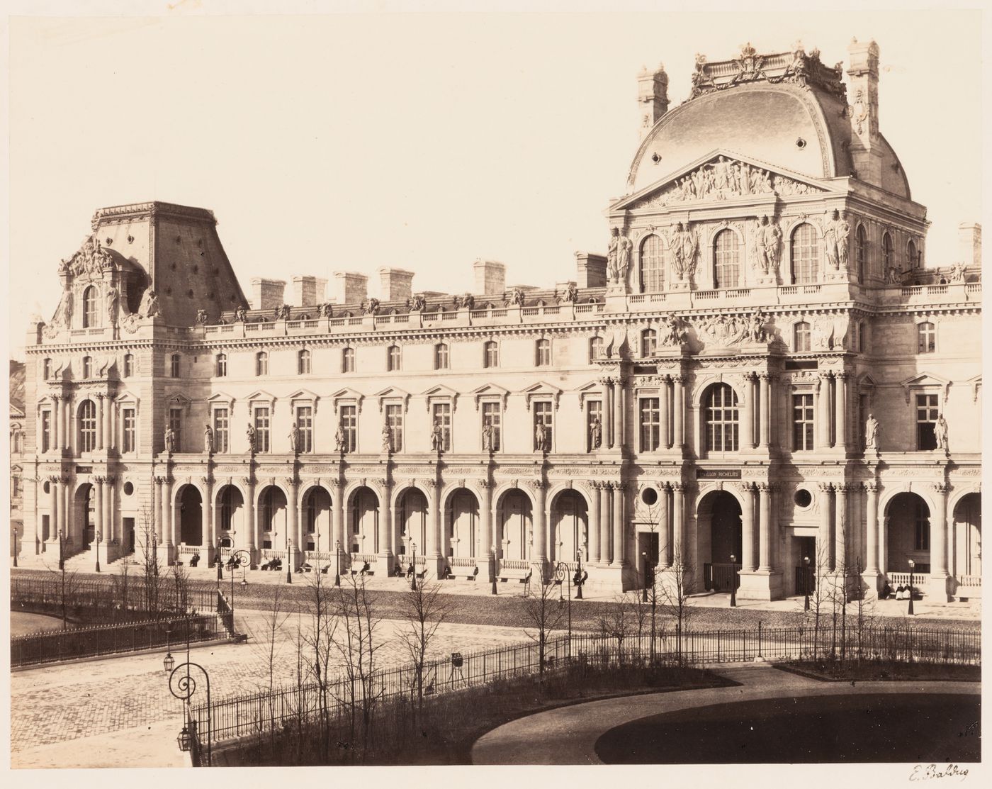 Exterior view of Pavillon Richelieu, Louvre, from the Place Napoléon, Paris, France