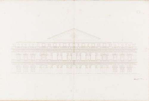 Project for an opera house for the Théâtre impérial de l'opéra: Elevation for the principal façade