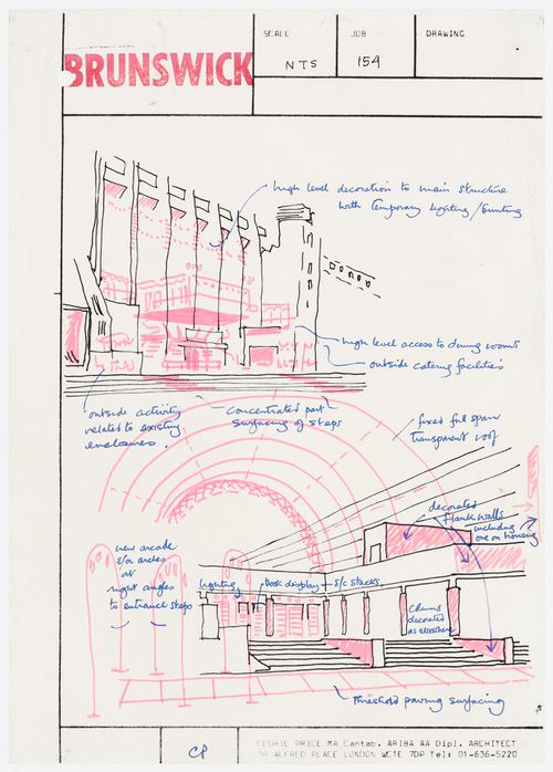 Brunswick: perspective sketches of exterior and entrance