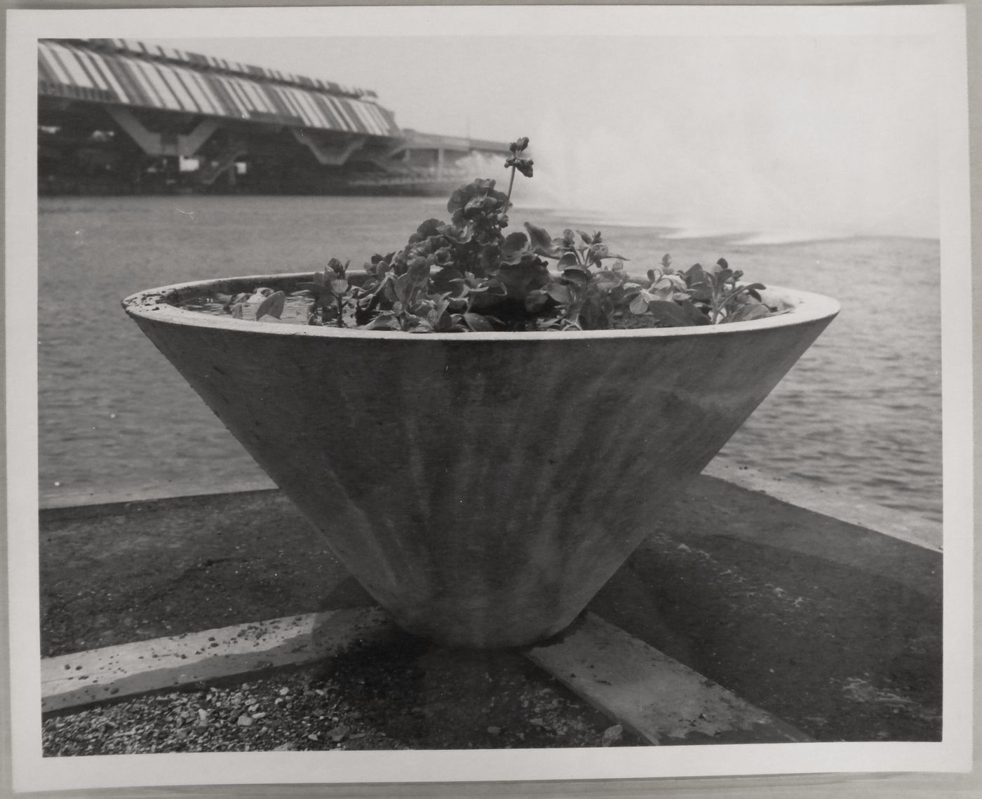 View of a concrete flowerpot, Expo 67, Montréal, Québec