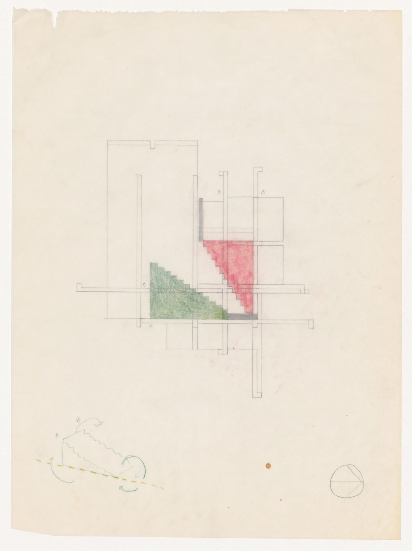 Sketch section for House VI, Cornwall, Connecticut