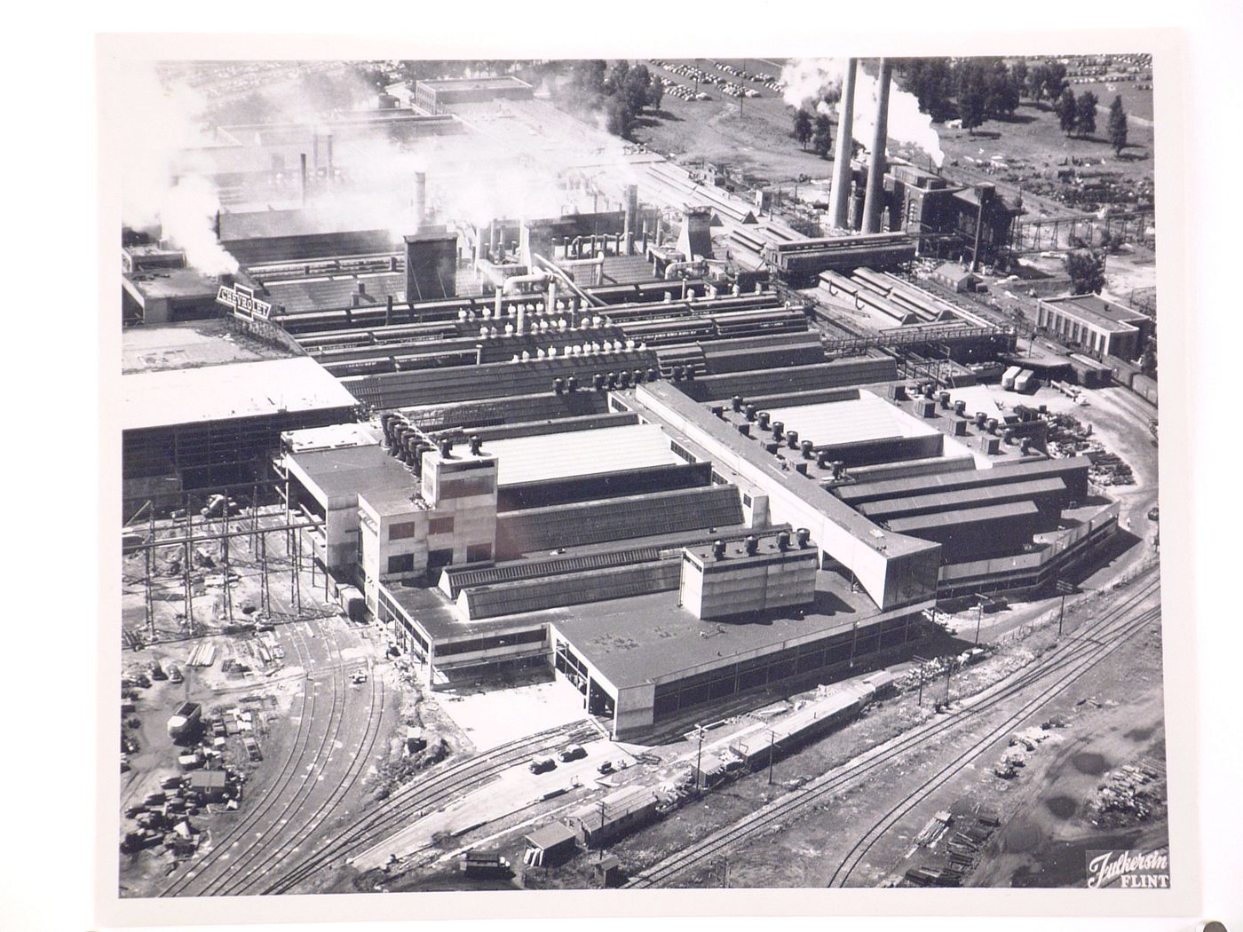 Aerial view of the Automobile Assembly Plant, General Motors Corporation Chevrolet division, Saginaw, Michigan