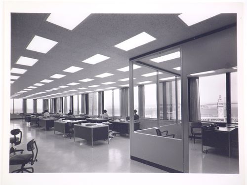 Interior view of the office area of the Bethlehem Steel Building, San Francisco, California, United States