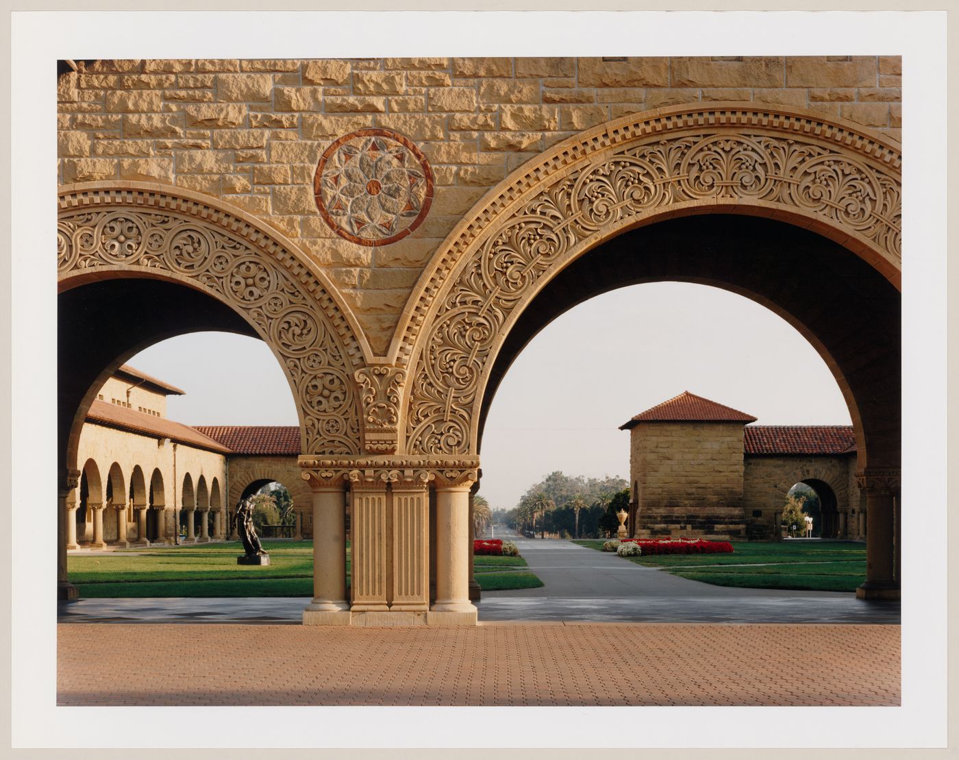 Viewing Olmsted: View through quadrangle towards Palm Drive, Stanford University, Palo Alto, California