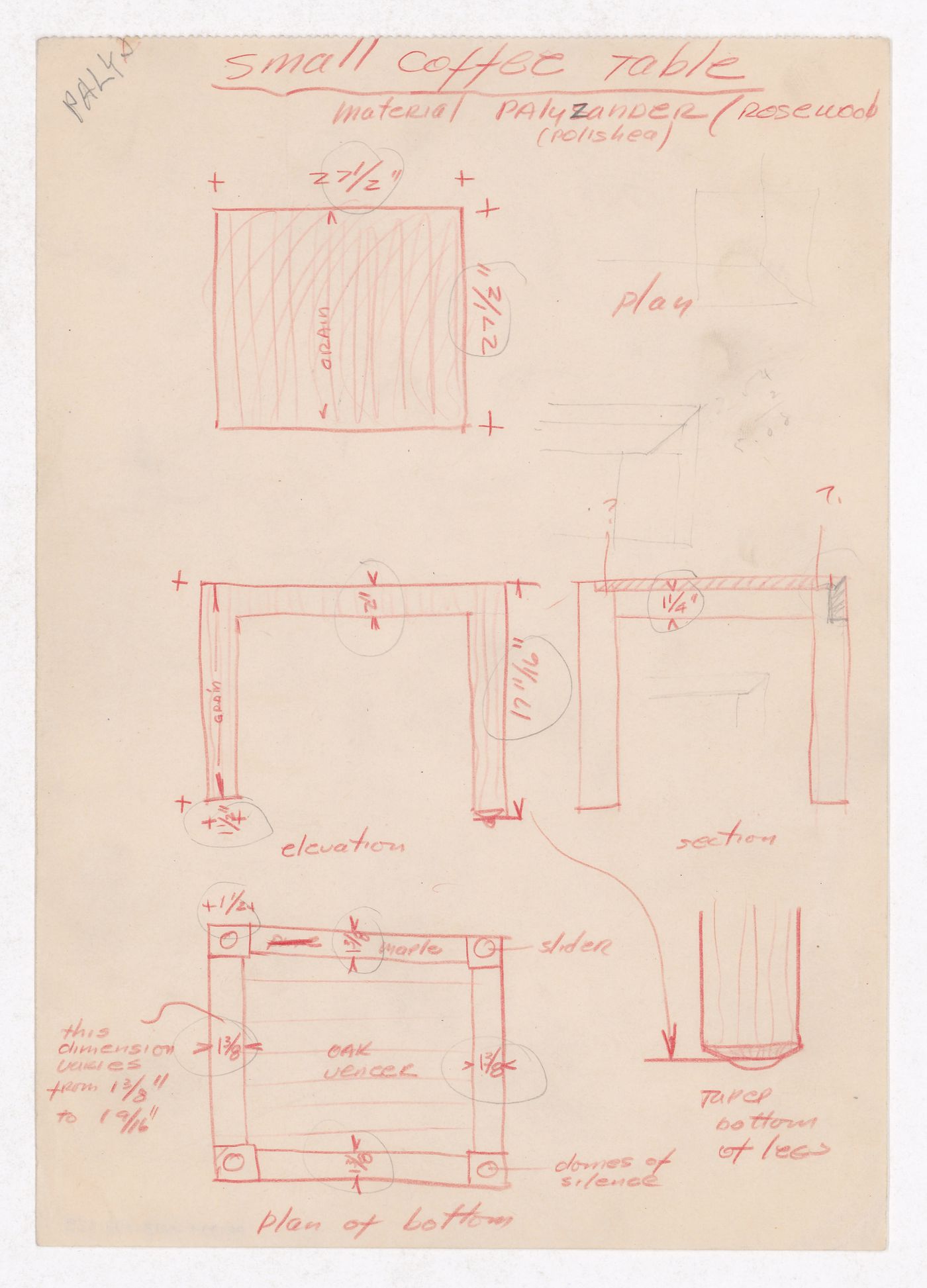 Various documents and drawings including furniture design and office renovation: File G 713