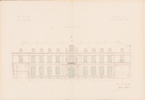 Project for a Hôtel de préfecture, Poitiers: Elevation for the principal façade for the Hôtel du Préfet