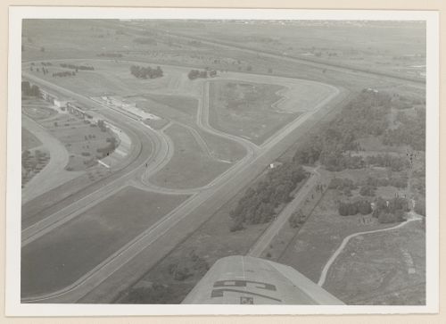 Aerial view of racetrack Autodromo de ciudad de Flores, Buenos Aires, Argentina