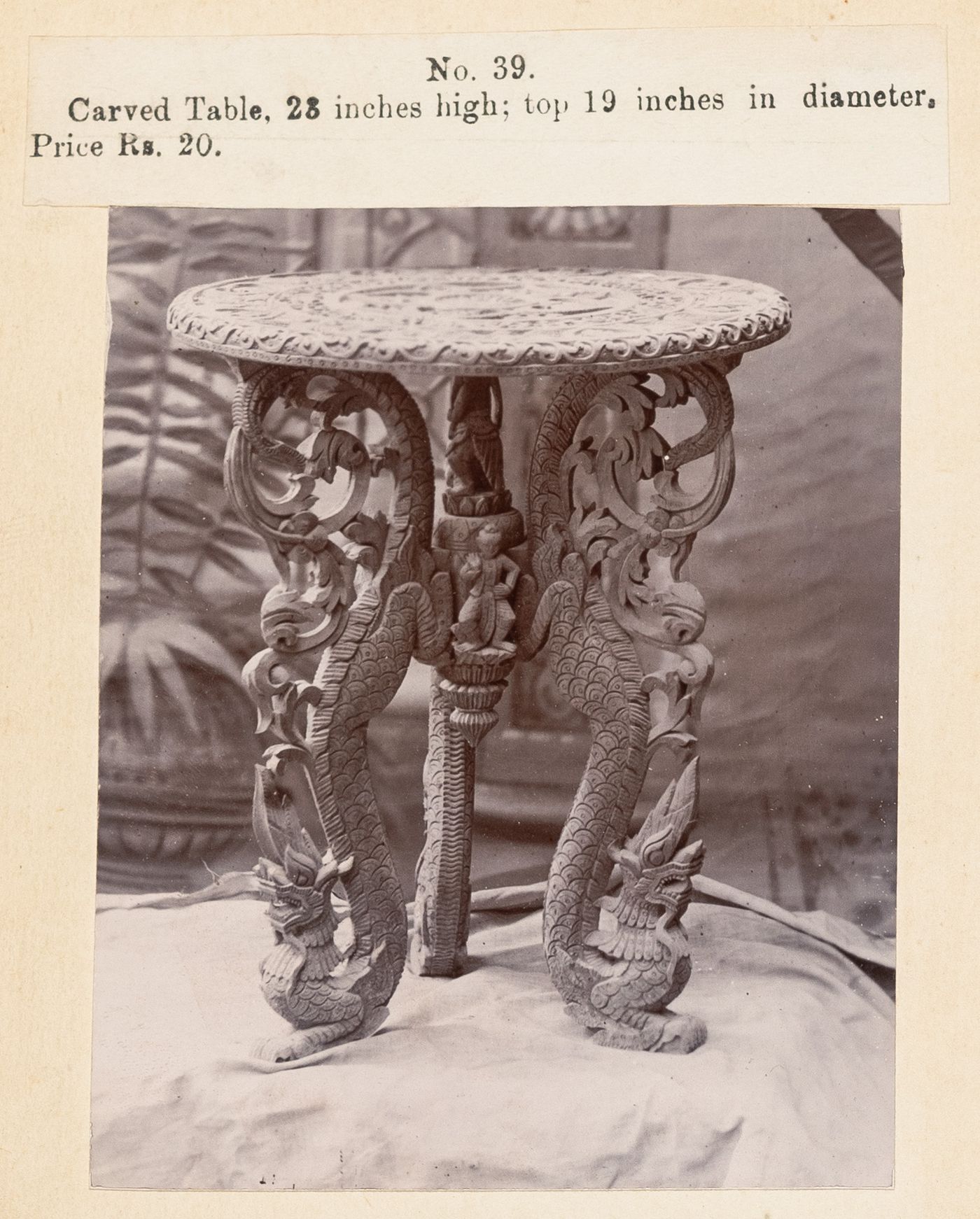 View of a table, F. Beato Limited, C Road, Mandalay, Burma (now Myanmar)