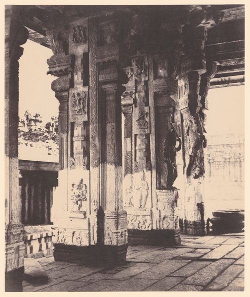 Madura.  Trimul Naik's choultry (interior) looking outwards.