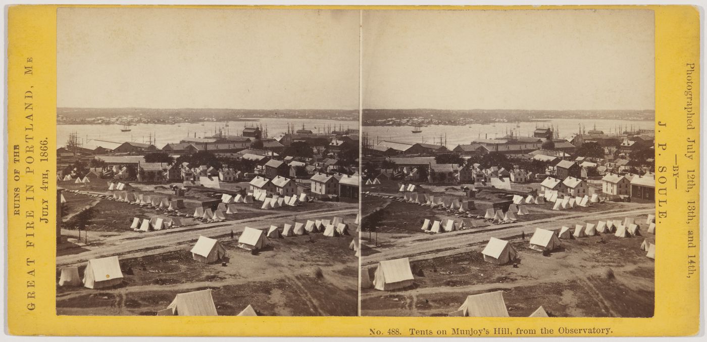 Tents on Munjoy's Hill, as seen from the Observatory, after the Great Fire in Portland, Maine, on July 4, 1866
