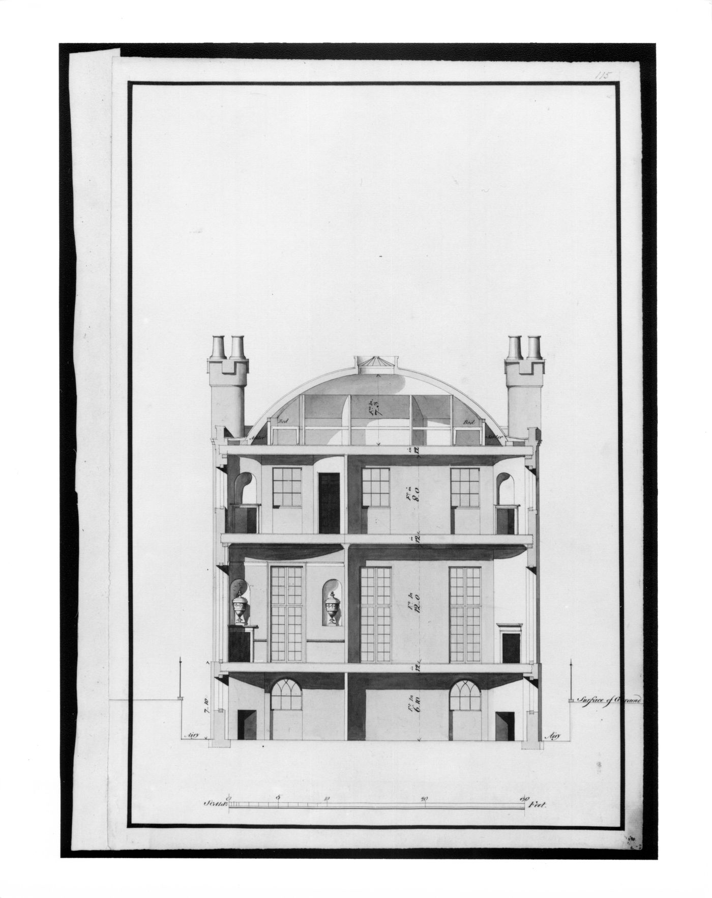 Design for a Gothic Villa - cross section