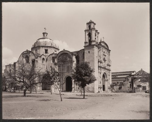 View of the Church of the Tercer Orden showing part of the atrio of the Convento de la Anunciación de Nuestra Señora in the foreground, Cuernavaca, Mexico