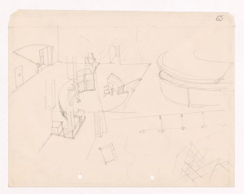 Sketch perspective for Banco Pinto & Sotto Mayor, agência e clube, Lamego, Portugal