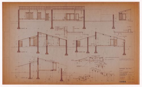 Sections, and roof and floor details for CODA (Casa Rui Feijó), Moledo do Minho, Caminha, Portugal