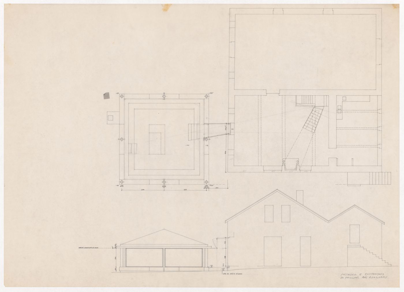 Floor plan and section for Casa J. M. Teixeira, Quinta do Forno, Briteiros - Guimarães, Portugal