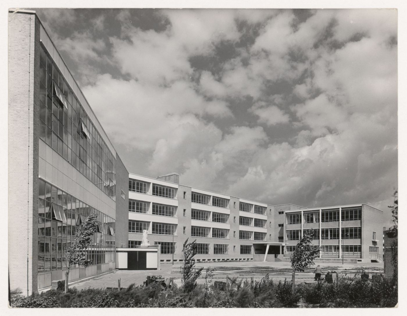 View of the principal façade of the Second Liberal Christian Lyceum, The Hague, Netherlands