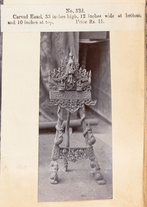 View of an easel, F. Beato Limited, C Road, Mandalay, Burma (now Myanmar)