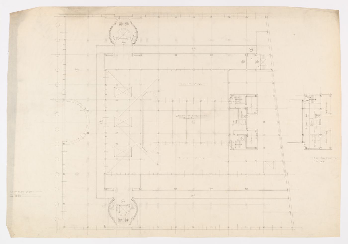 Plan préliminaire du premier étage, Annexe au Palais de Justice de Montréal, Montréal, Canada