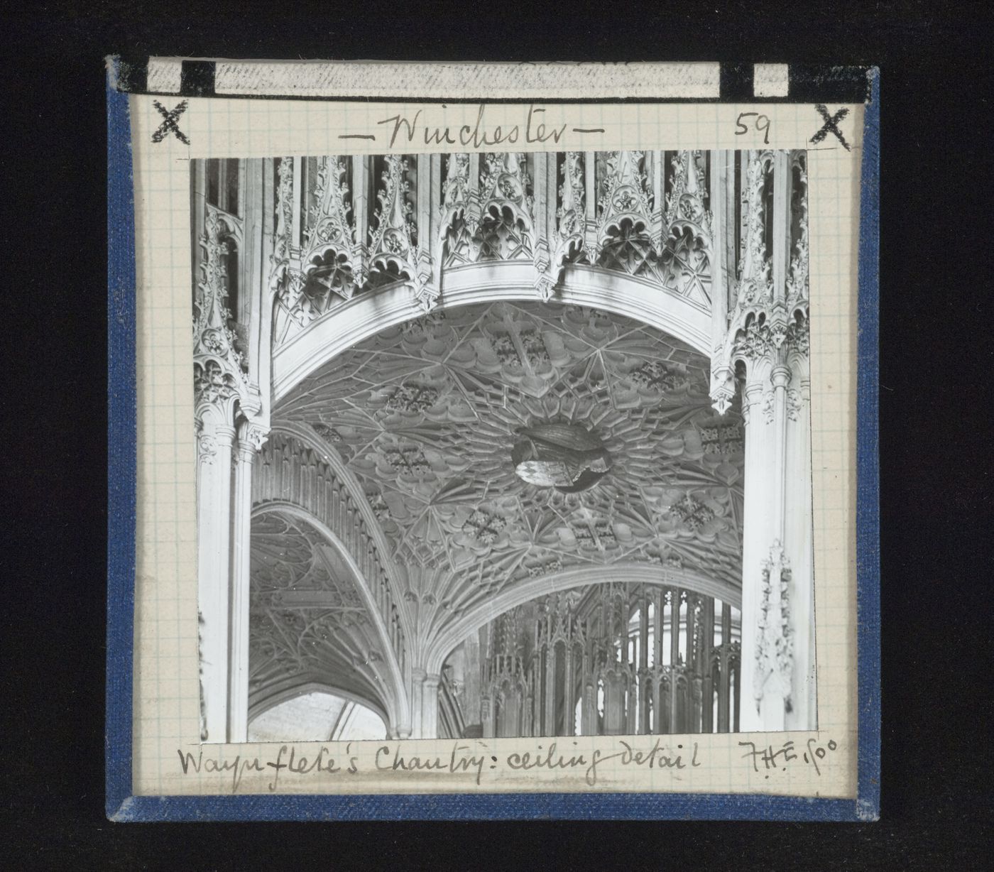 Detail view of ceiling of Waynflete's Chantry in Winchester Cathedral, Winchester, Hampshire, England
