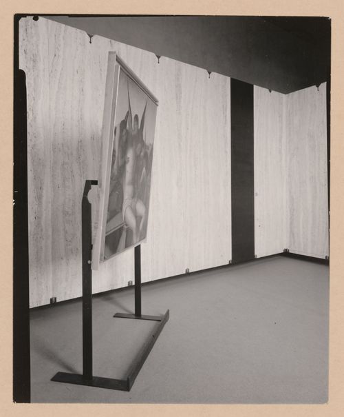 Interior view of a gallery showing a painting on an easel, Museo Correr, Venice, Italy