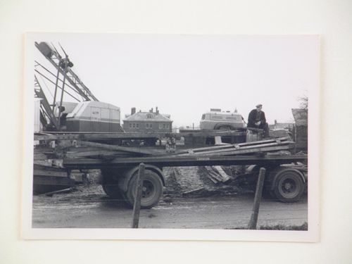 View of Swindon crane used for construction on Barnstaple Long Bridge, Devon, United Kingdom