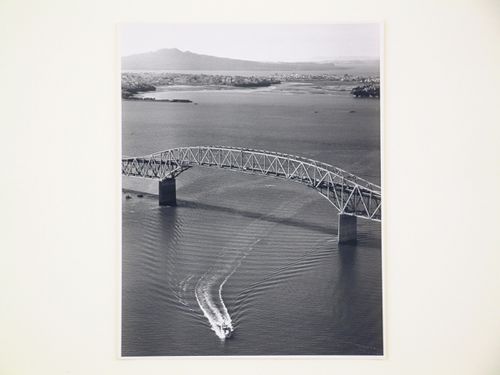 Aerial view of the Auckland Harbour Bridge, over the Waitematā Harbour, Auckland, New Zealand