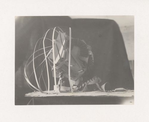 Photograph of a student model on the topic "Organization of Space over a Horizontal Surface (Rectangular, Square, Round)" for the "Space" course at the Vkhutemas (Higher State Artistic Technical Studios), Moscow