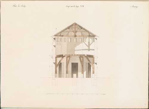 Section through the octagonal tower for a manège, Parc de Clichy