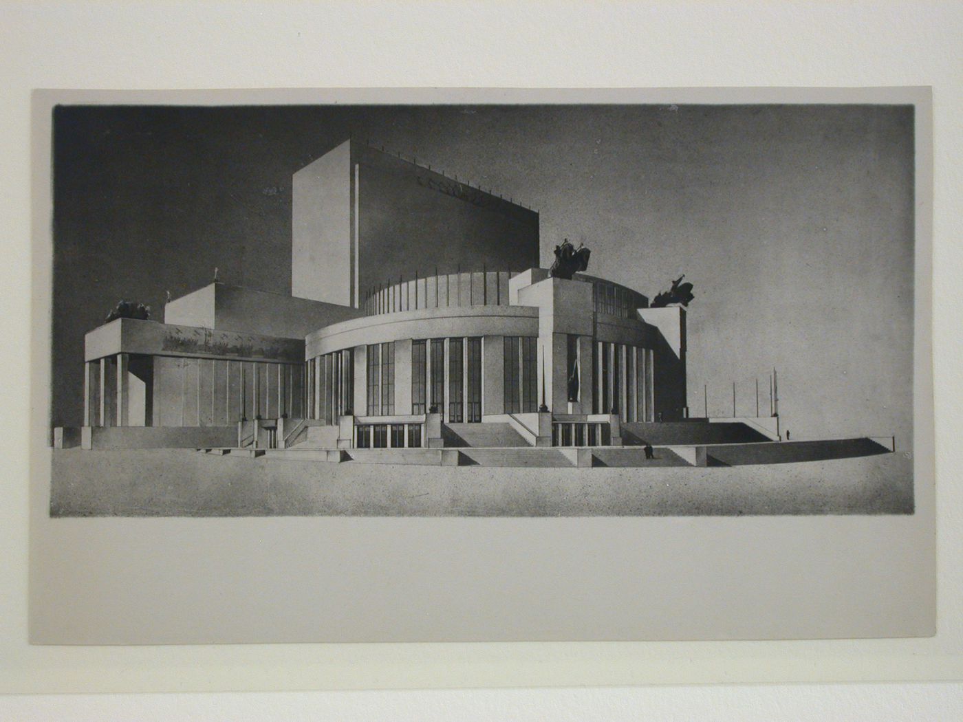 Photograph of a perspective drawing for a Red Army Theater, Moscow