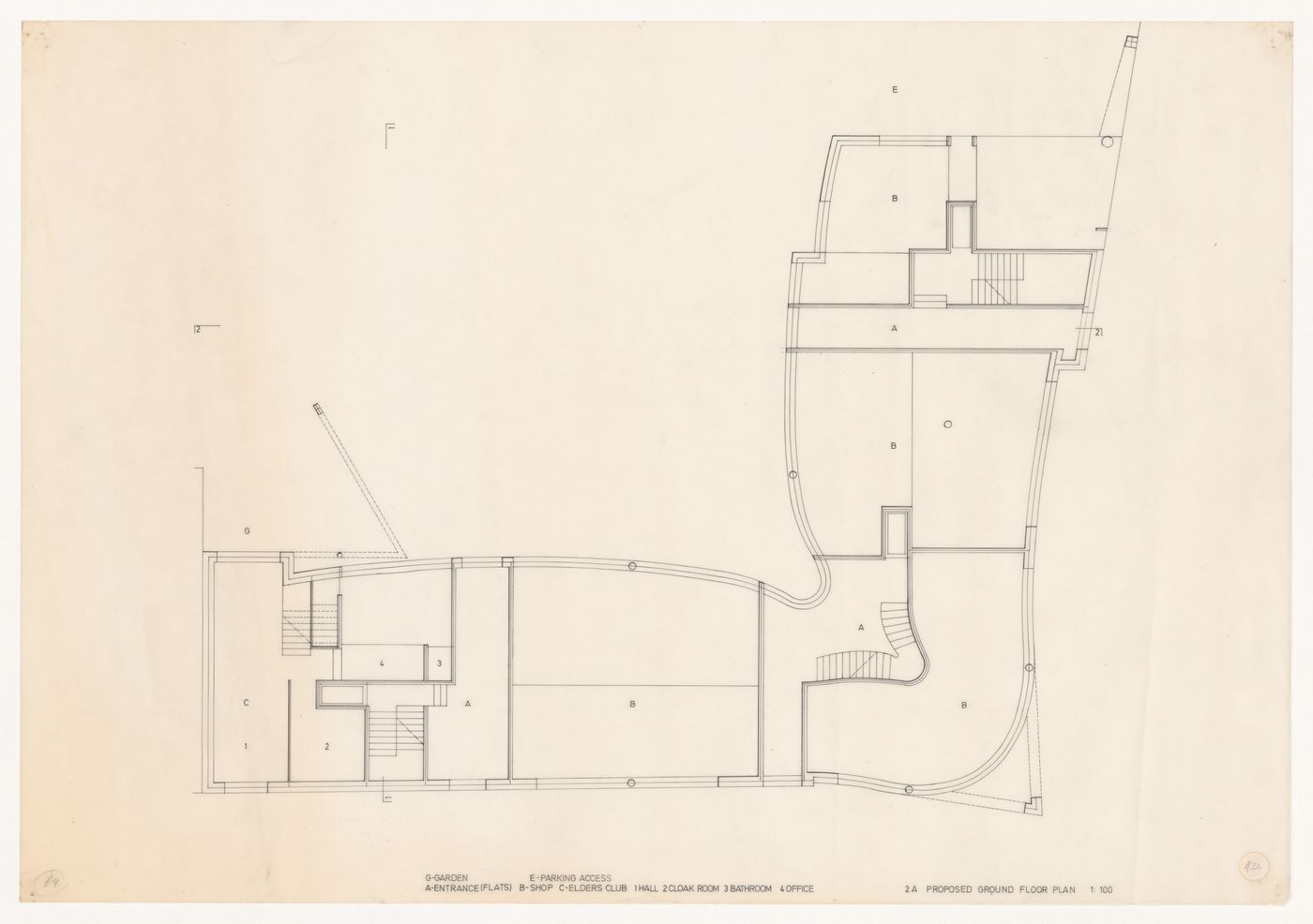 Ground floor plan for Edificio de Apartamentos Bonjour Tristesse [Bonjour Tristesse residential complex], Block 121, Berlin, Germany