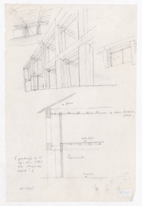 Sketch perspectives and detail for Casa J. M. Teixeira, Quinta do Forno, Briteiros - Guimarães, Portugal