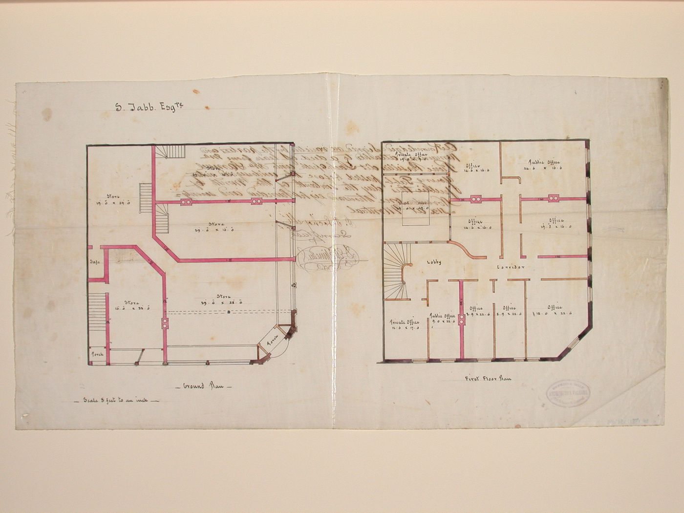Bldg. belonging to Samuel Young Tabb - grd. plan & 1st fl. plan