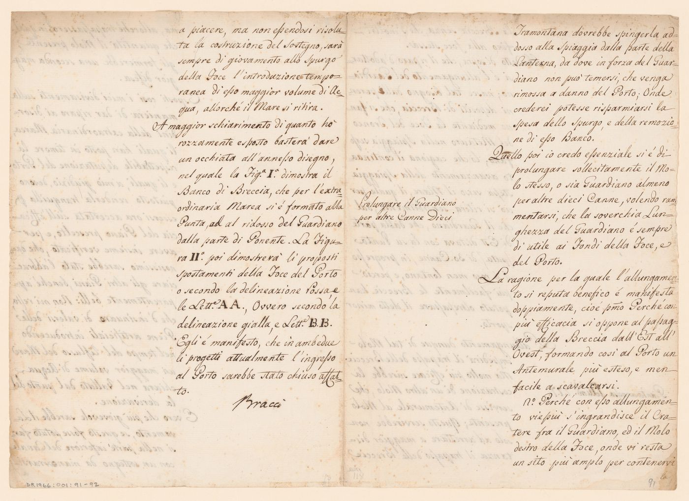 Page from a memorandum on improvements to the port of Fano