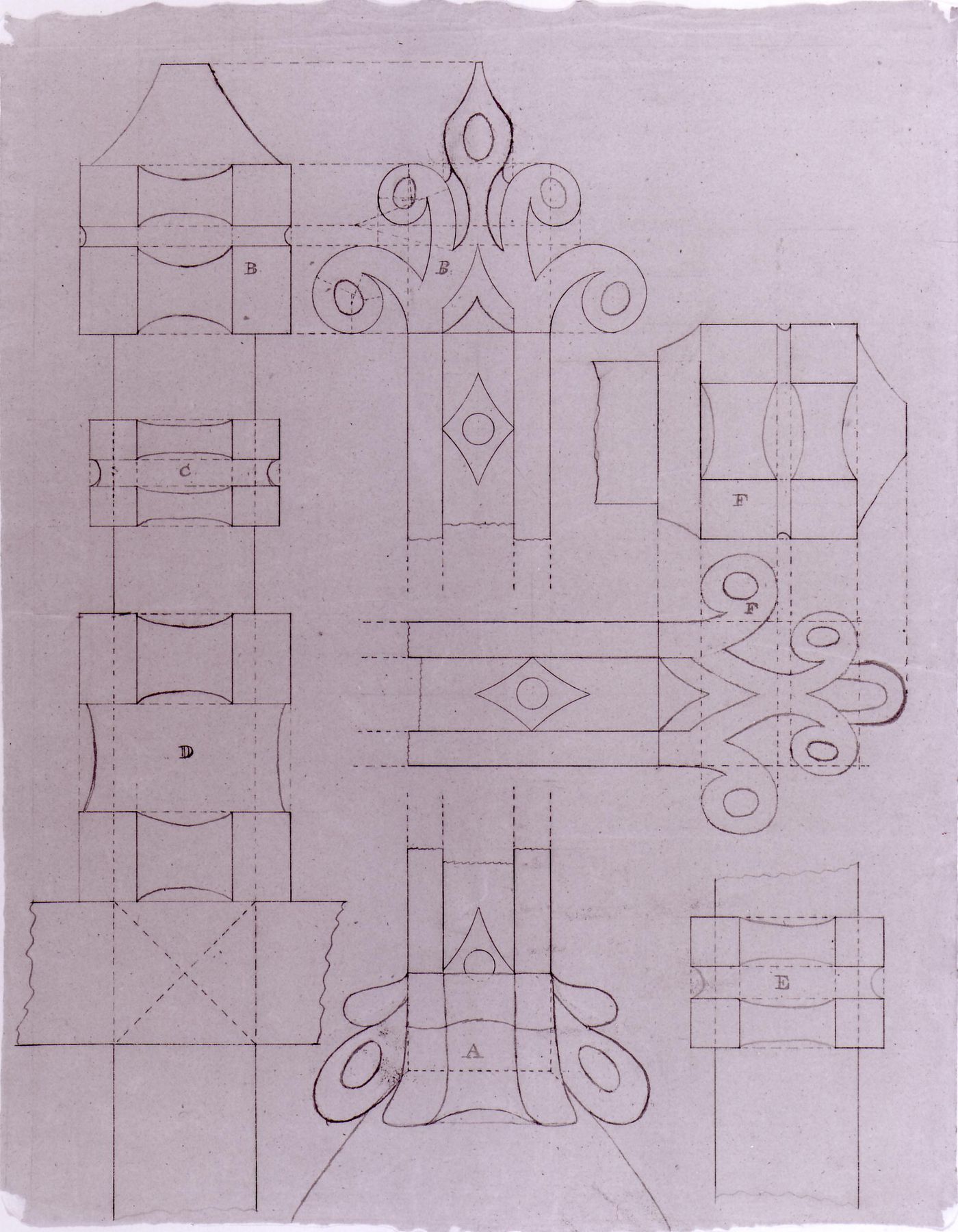 Elevations for details for the high altar [?] cross for Notre-Dame de Montréal