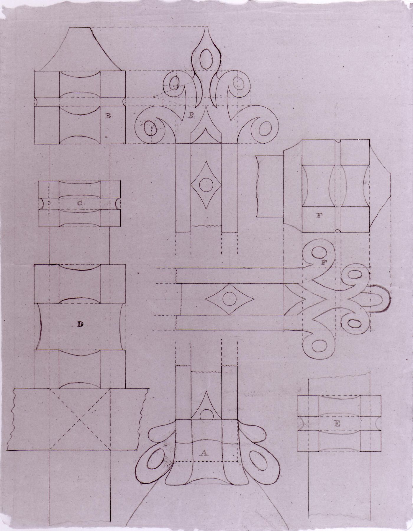 Elevations for details for the high altar [?] cross for Notre-Dame de Montréal