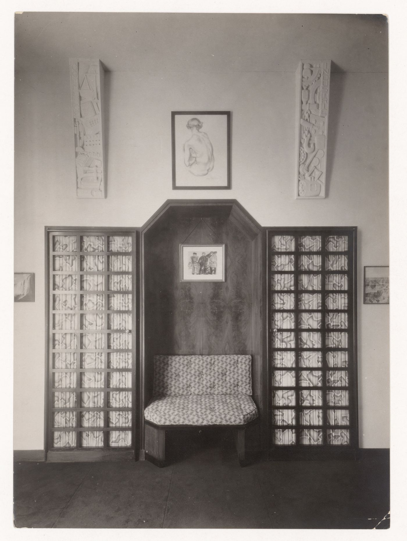 Interior view of the Rossignol hôtel particulier on rue Michel-Ange, showing a seat in Mr. Rossignol's office, in the 16th arrondissement, Paris, France