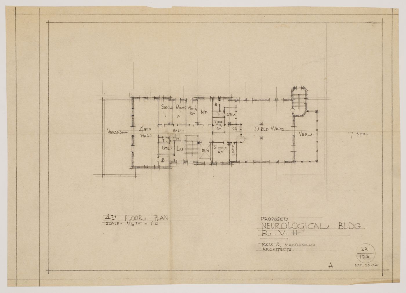 Montréal Neurological Institute, Montréal, Québec: fourth floor plan