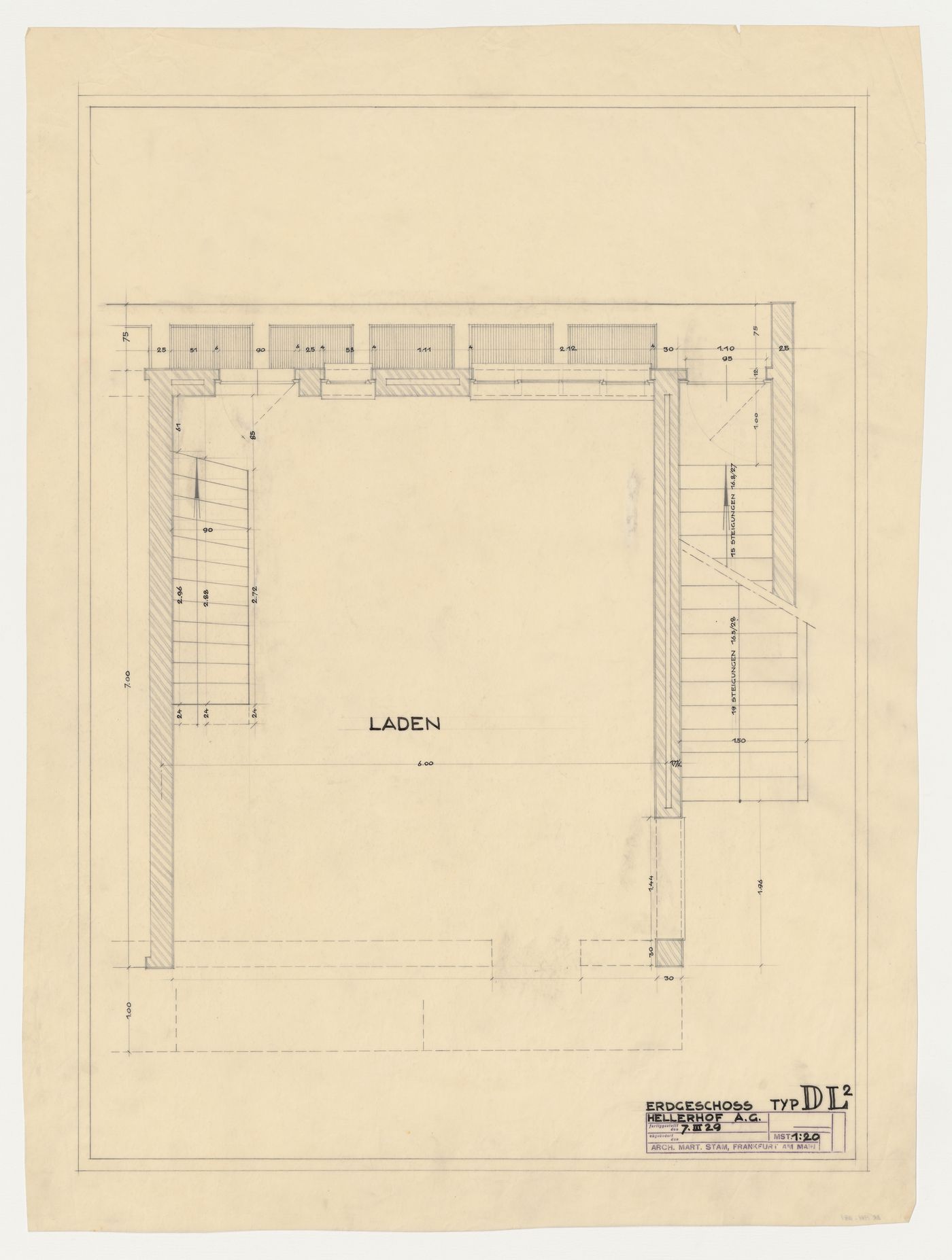 Ground floor plan for a type DL2 store, Hellerhof Housing Estate, Frankfurt am Main, Germany