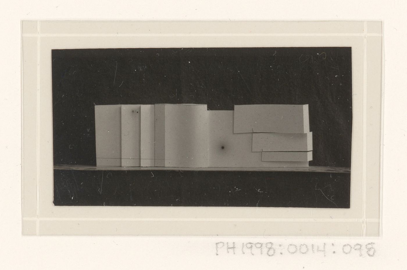 Photograph of a student model on the topic "Construction of Frontal Surface Based on Vertical, Horizontal and Inclined Combination of Two or More Rhythmical Rows" for the "Space" course at the Vkhutemas, Moscow